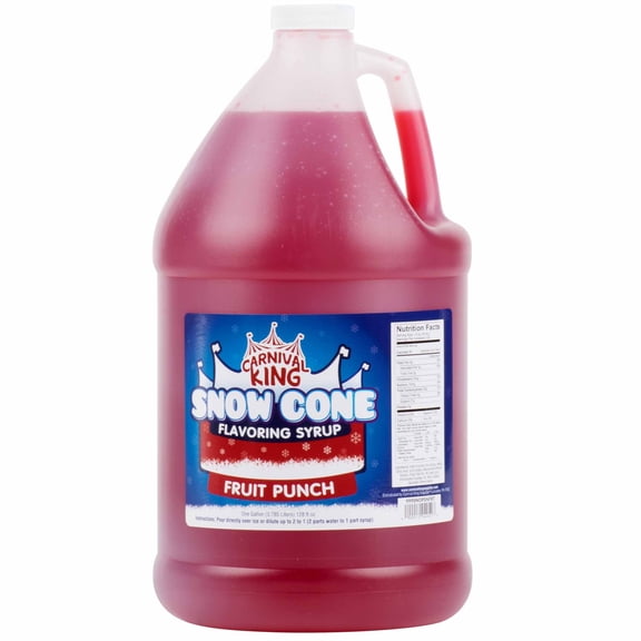 Carnival King 1 Gallon Snow Cone Syrup Fruit Punch - Delicious Shaved Ice Flavoring for Slushy Drink Machines & Parties