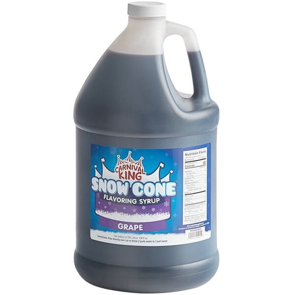 Carnival King 1 Gallon Snow Cone Syrup Grape - Delicious Shaved Ice, Slushy Drink Flavoring for Machines & Parties