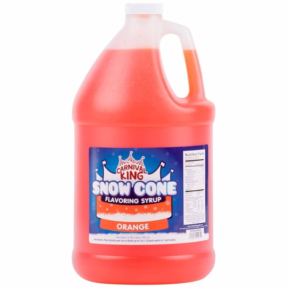 Carnival King 1 Gallon Snow Cone Syrup Orange - Delicious Shaved Ice Slushy Drink Flavoring for Machines & Parties