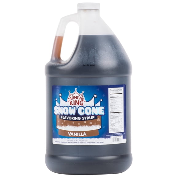 Carnival King 1 Gallon Snow Cone Syrup Vanilla - Delicious Shaved Ice Flavoring Slushy Drink for Machines & Parties