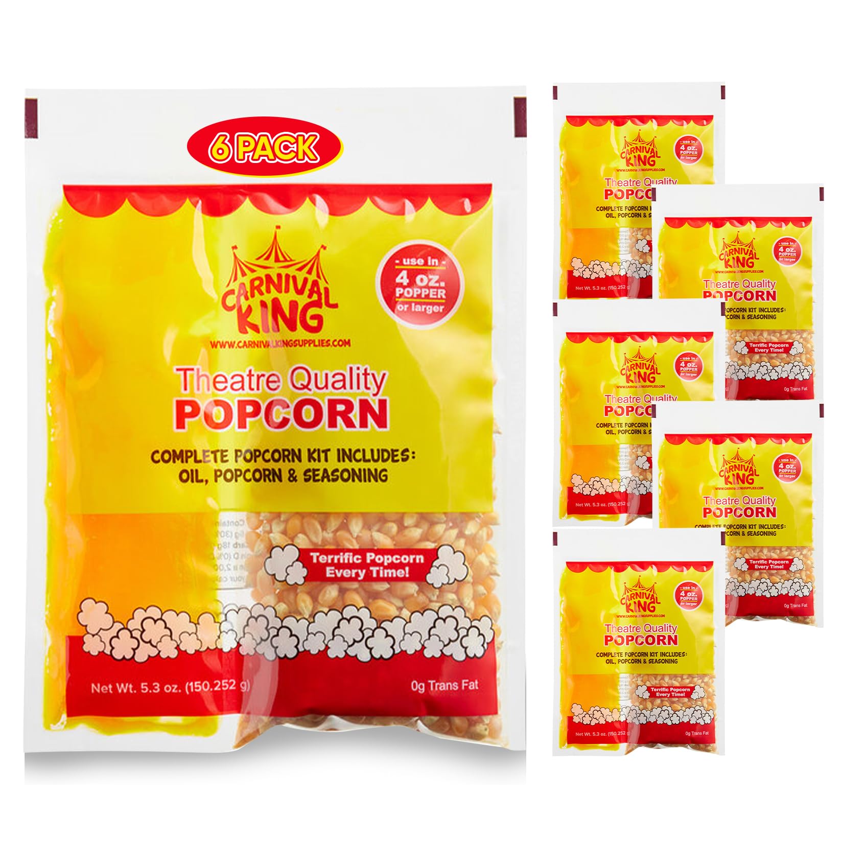 Carnival King Kit for Machine, kernals, 4oz Packs (6PK) Machine