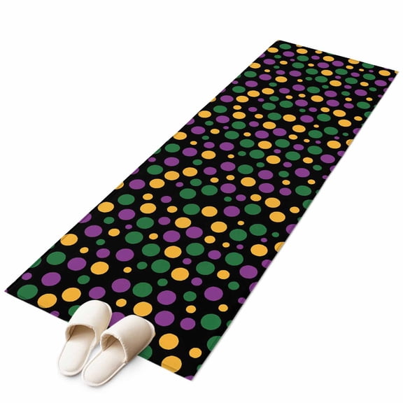 Carnival Kitchen Runner Rug 2x6 Washable Runners for Hallway Non Slip Modern Abstract Purple Green Yellow Polka Dot Large Area Rug Indoor Carpet for Bathroom Laundry Entryway Bedroom Living Room