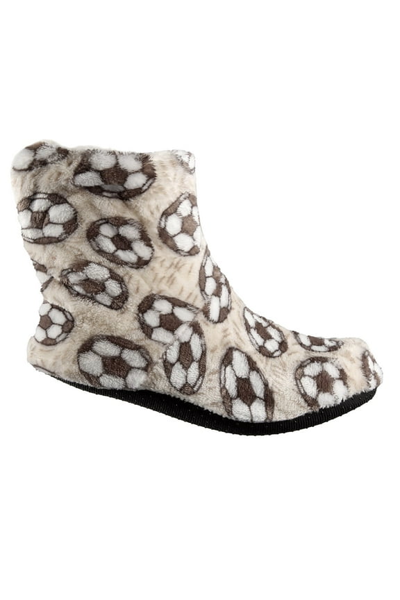 Ladies Super Soft Non Slip Sole Sherpa Slipper Boots Soccer Cream