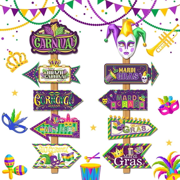 Carnival Mardi Gras Directional Signs Party Decoration Signs for Festival Event Decor