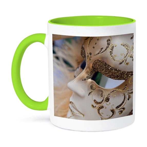 3dRose, Carnival Masks., 15oz Two-Tone Green Mug
