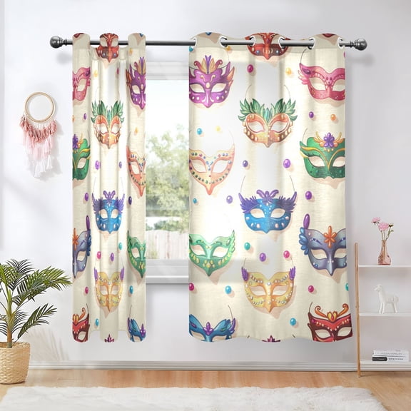 Carnival Masks Beads Blackout Curtains Thermal Insulation 63 inch Grommet for Bedroom Living Room Bathroom Kitchen Windows 2 Pack