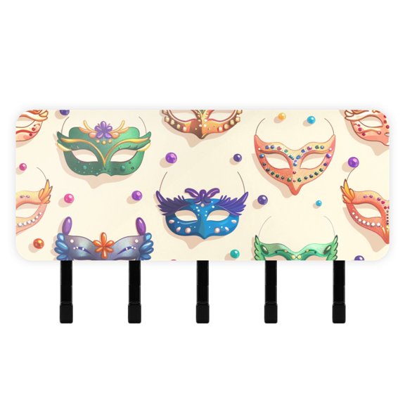 Carnival Masks Beads Mail Holder Organizer Wall Mount with Shelf Key Holder Key Rack with 5 Key Hooks for Wall Decorative