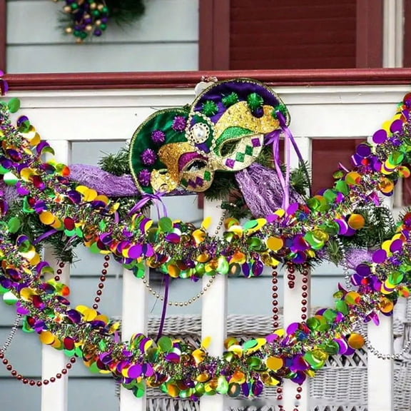Carnival Masks and Garlands Party Decorations Ribbon Streamers for Mardi Gras Masquerade Ball Halloween Festival Supplies and Room Wall Decor