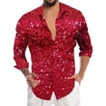 thumbnail image 1 of Carnival Must Have! Men's Shiny Printed Lapel Button Up Long Sleeve Shirt Fashion Party Wear Bright Design Comfortable Fabric Suitable For Festive Celebrations, 1 of 4