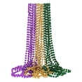 thumbnail image 1 of Carnival Party Bead Necklaces Set Purple Green Gold Holiday Celebration Decorations Masquerade Event Accessories, 1 of 7