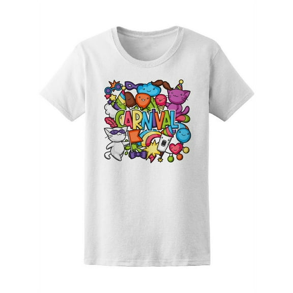 Carnival Party Kawaii Cats T-Shirt Women -Image by Shutterstock, Female x-Large