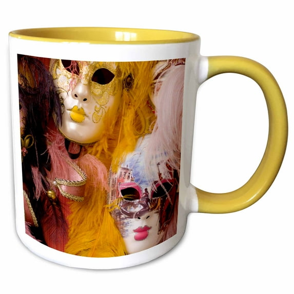 3drose, Carnival Party Masks, Venice, Italy - Eu16 Bba0177 - Bill Bachmann, 11oz Two-tone Yellow Mug