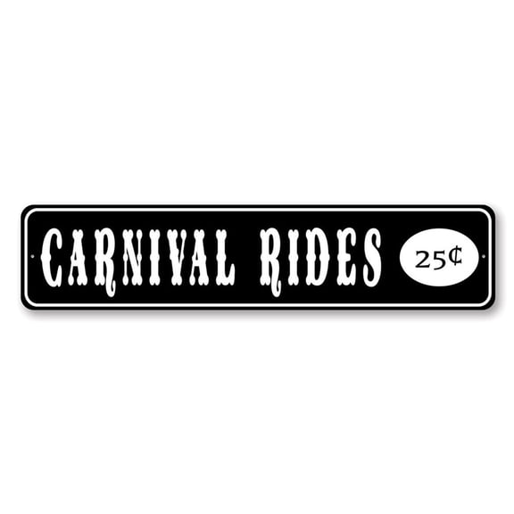 Carnival Rides 25 Cents Aluminum Metal Decor Sign - 4x18 inches
