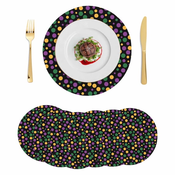 Carnival Round 13 Inch Placemats Set of 6, Modern Abstract Purple Green ...