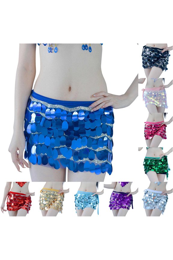 Carnival Scarf Wrap Skirt with Sequins Beads for Belly Dance Performance and Beginner Practice Shimmering Fringe Skirt Anime Skirt One Size