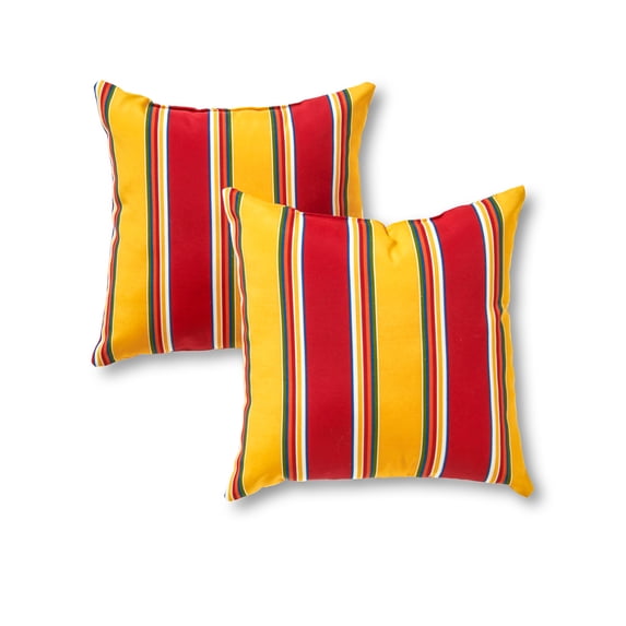 Carnival Stripe 17 x 17 in. Outdoor Square Accent Pillow, Set of 2