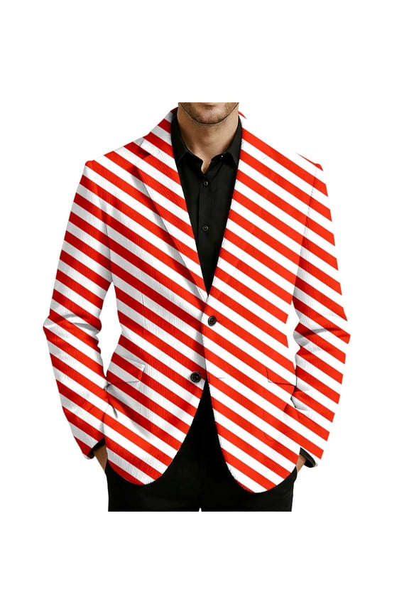 Carnival Stripe Corduroy Jacket Casual Style Coat For Business Party Wedding