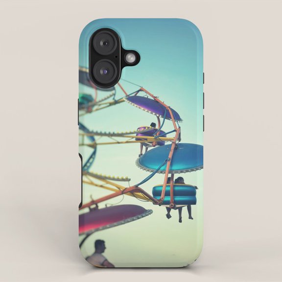 Carnival Swing Ride Teal, Coral and Purple Tough Phone Case for Apple iPhone, Polycarbonate and TPU