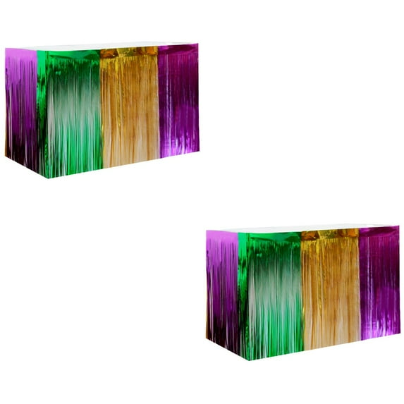 Carnival Table Skirt Mardi Gras Party Decoration Bride 2 Pack Props Wedding The Pet Drapes for Birthday Tablecloth