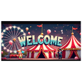 thumbnail image 1 of Carnival Tent Welcome Banner Decoration Party Backdrop Playground Background Fun Fair Ferris Wheel Outdoor Event Amusement Park Kids Celebration, 1 of 9