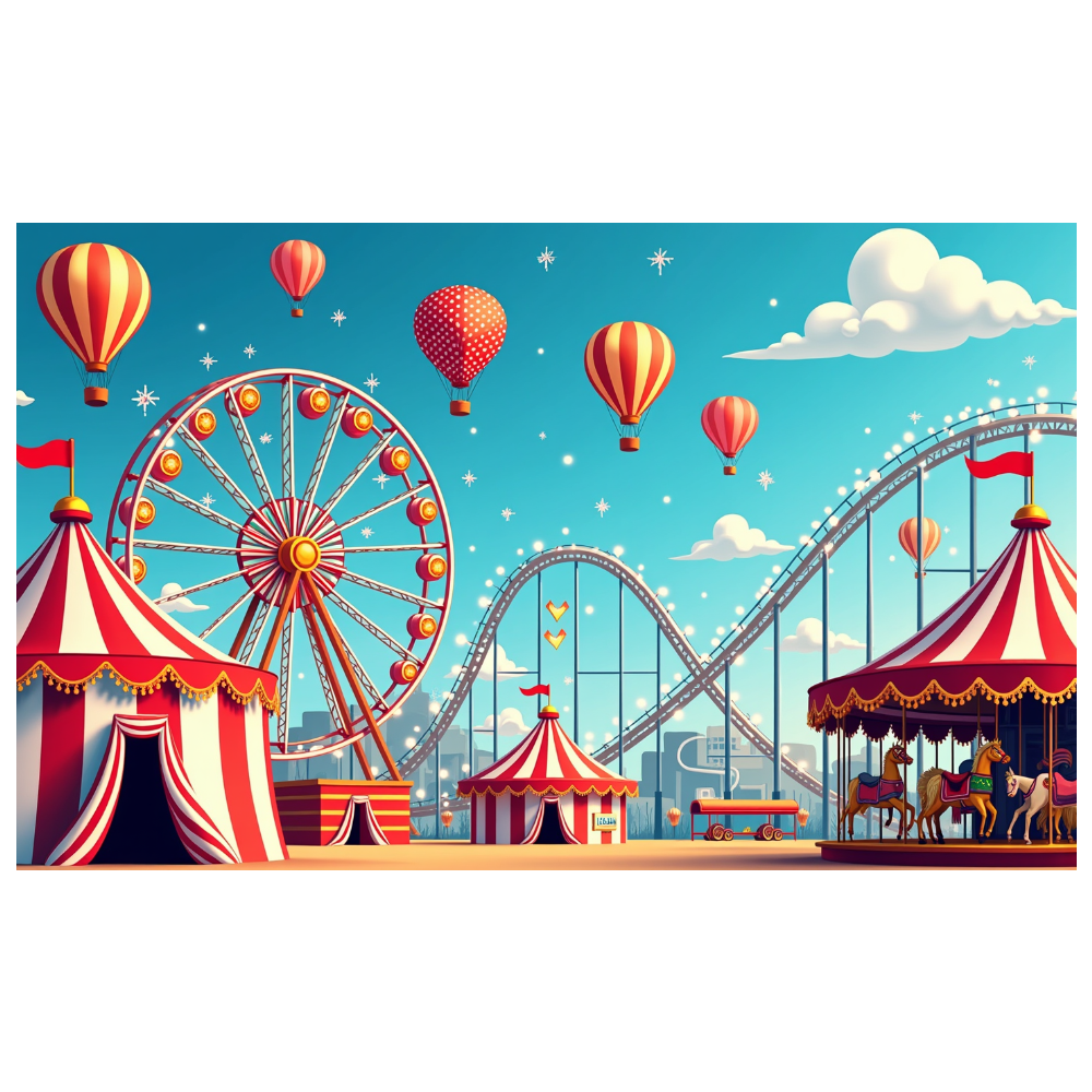 Simple Rides With Colour Backdrop Carnival Theme Backdrop Banner Decorations Photography Props Party ...