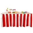 thumbnail image 1 of Carnival Theme Table Skirt Waterproof Outdoor Red and White Stripe Rectangular Table Decoration for Circus Themed Parties and Events Topliu, 1 of 5