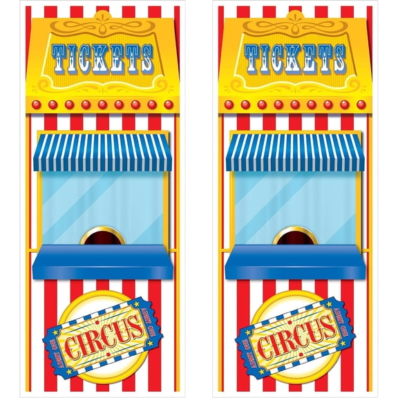 Carnival-Themed Circus Entryway Ticket Booth Door Covers 2-Count