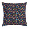 thumbnail image 1 of Carnival Throw Pillow Cushion Cover, Brazilian Samba Dancers Party in Rio Retro Design Doodle Illustration, Decorative Square Accent Pillow Case, 16" X 16", Dark Indigo Multicolor, by Ambesonne, 1 of 2