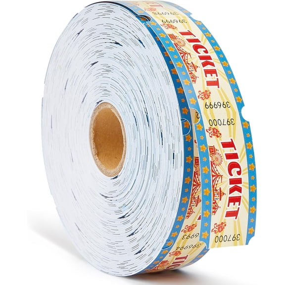 Carnival Tickets Single Roll Raffle Tickets for Events, Classroom or School Carnivals, Family Games, Door Prizes (1000 Pcs)