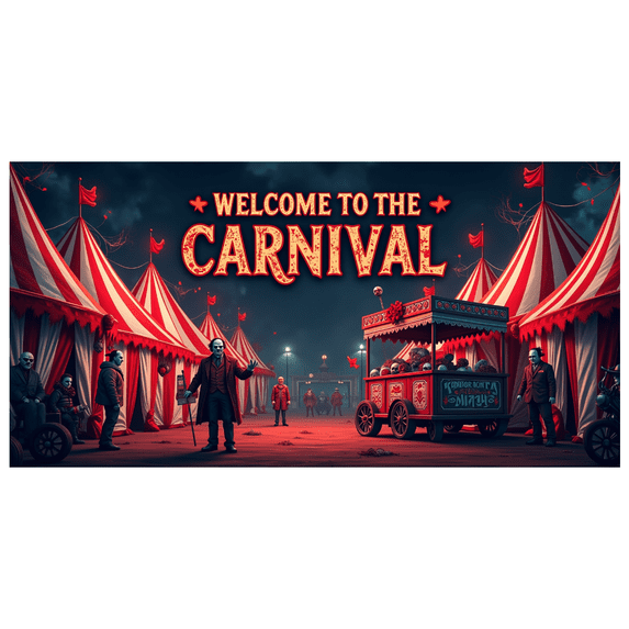 Carnival Welcome Banner Backdrop Colorful Circus Decoration for Birthday Party Celebration Event Outdoor Photography Background Festive Decor Props