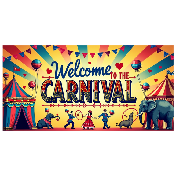 Carnival Welcome Banner Backdrop Colorful Circus Decoration for Birthday Party Celebration Event Outdoor Photography Background Festive Decor Props