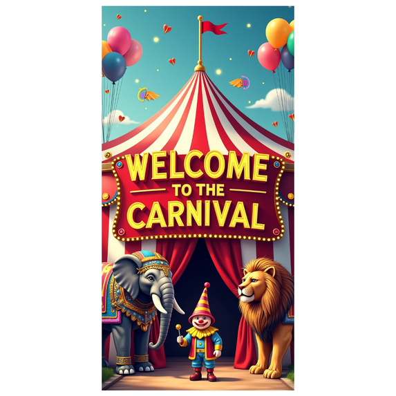 Carnival Welcome Banner Backdrop Colorful Circus Decoration for Birthday Party Celebration Event Outdoor Photography Background Festive Decor Props