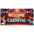 thumbnail image 1 of Carnival Welcome Banner Circus Clown Elephant Balloons Tent Backdrop Party Supplies Photography Props Celebrations Festival Decor Event Fiesta, 1 of 9