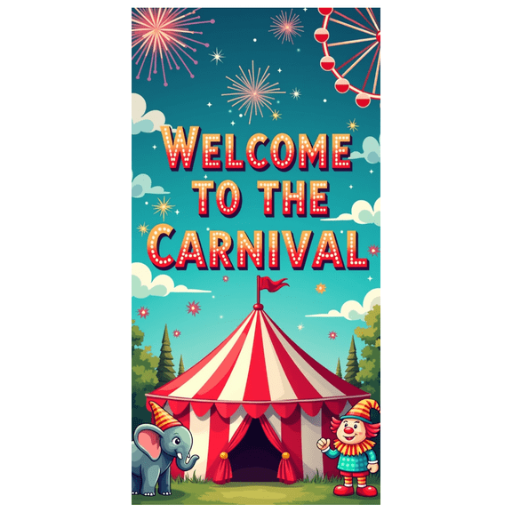 Carnival Welcome Banner Circus Theme Tent Party Decorations Celebration Backdrop Amusement Park Photography Props Kids Event Festival Decor