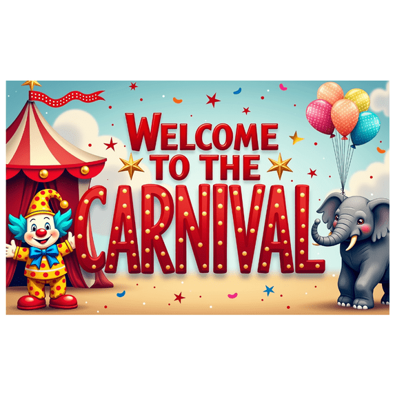 Carnival Welcome Banner Circus Theme Tent Party Decorations Celebration Backdrop Amusement Park Photography Props Kids Event Festival Decor