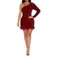 thumbnail image 1 of Carnival Women's Sequin Dress Sexy And Elegant Rhinestone Tight Mini Dress One Shoulder Carnival Party Club Evening Dress, 1 of 4