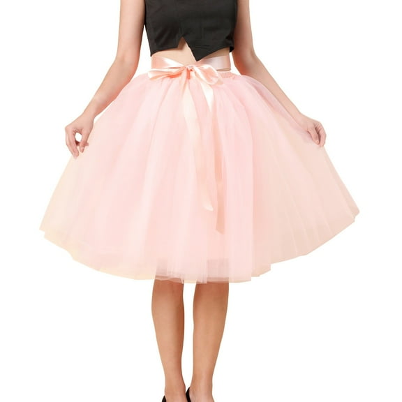 Carnival Womens Tutu Skirt Skirts Knee Length Layered Prom Party Midi Dress,Pink,One Size
