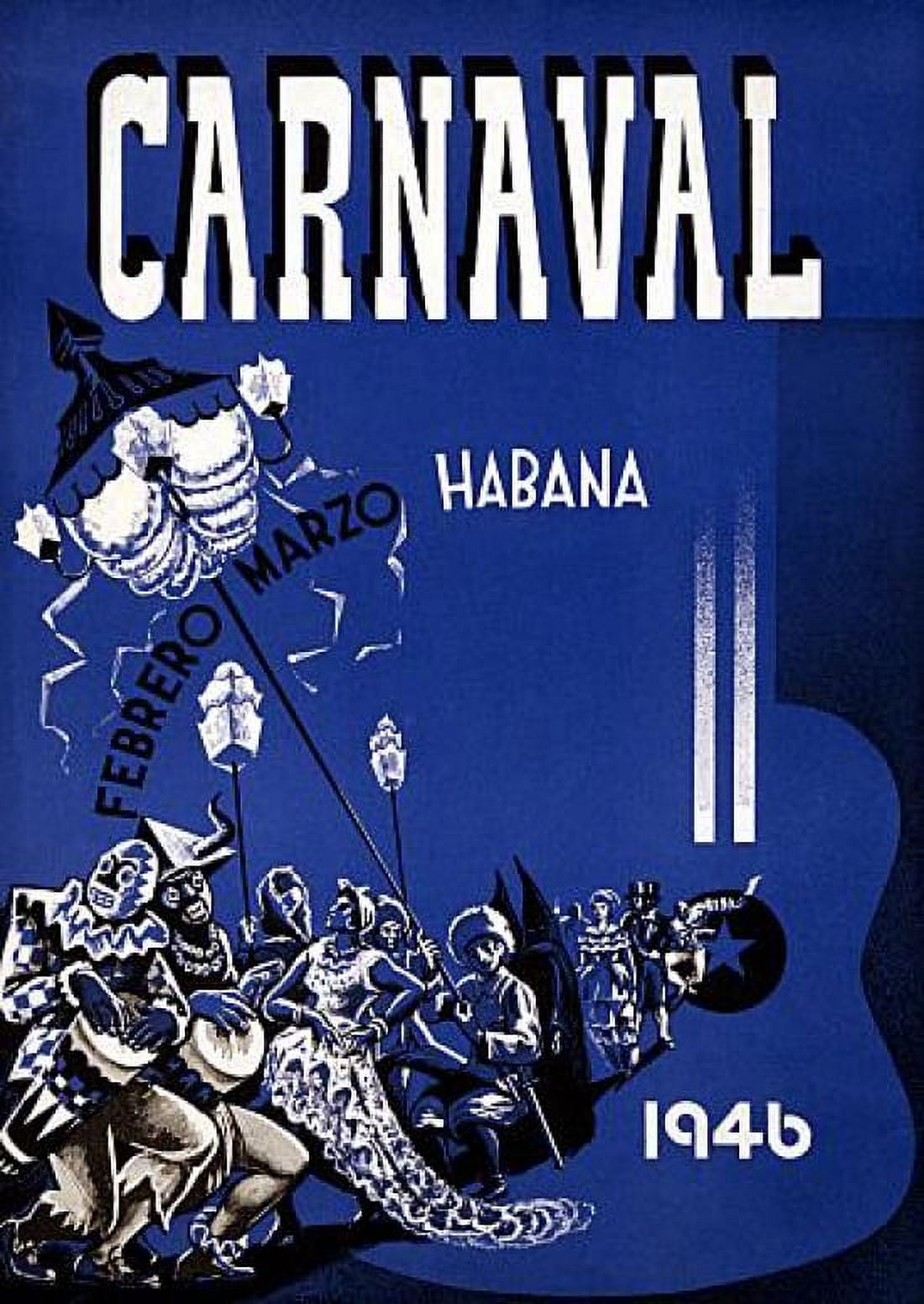 Carnivale Canaval Havana Cuba 1946 Travel Canvas Art - (24 x 36)