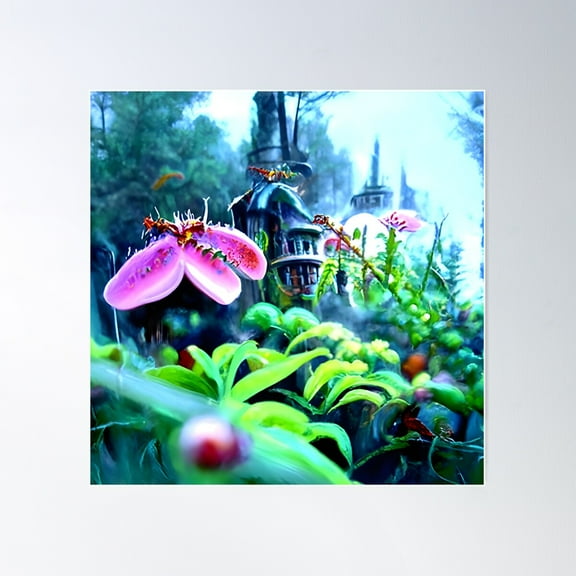 Carniverous Plant City Poster Wall Art, Modern Wall Decor For Living Room Bedroom, 16X16 UNFRAMED