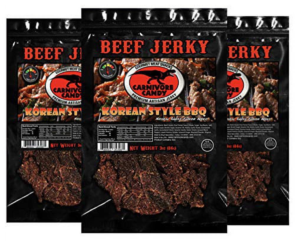 Carnivore Candy Beef Jerky CI30 3 Pack (Three 3oz Bags) (Korean