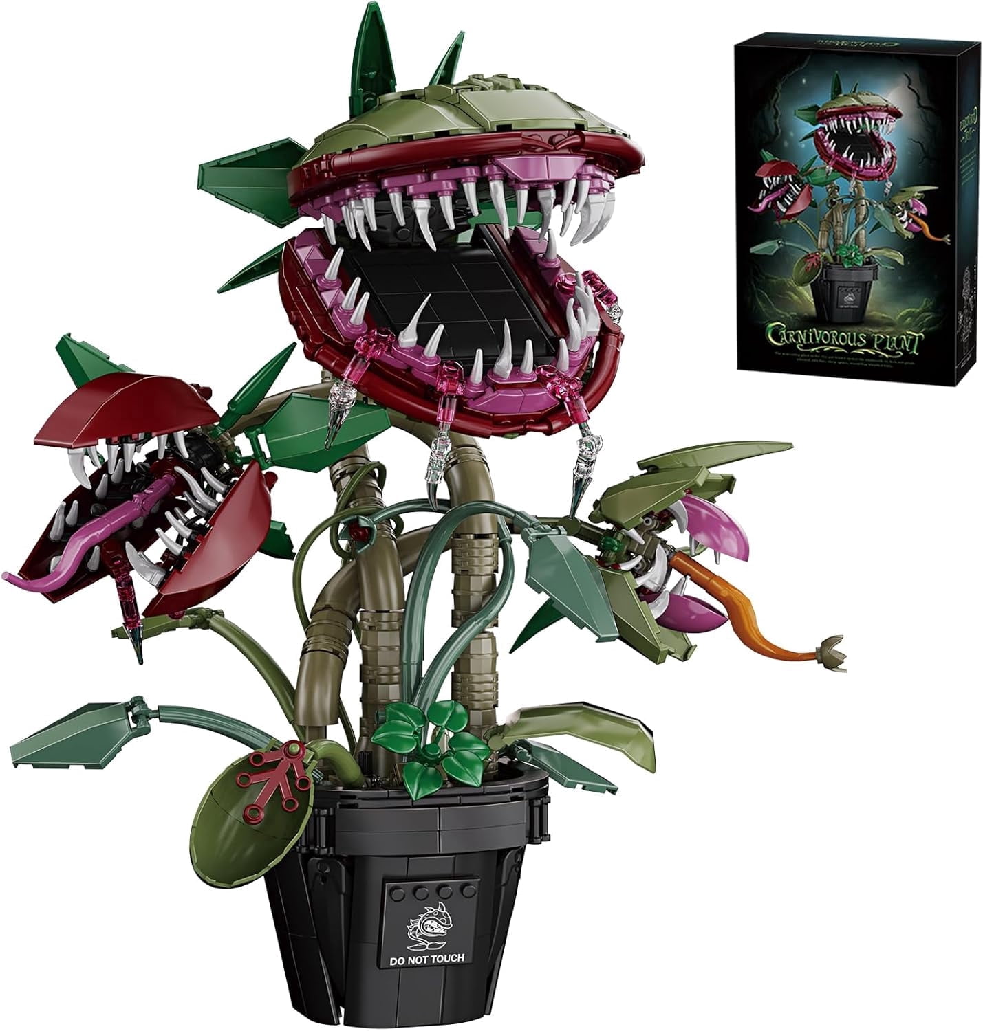 Carnivorous Monster Plant Building Set Venus Flytrap Model Kit for Adults & Teens Articulated Cannibal Flower with Do Not Touch Pot Creative Botanical Decor & Gamer Room Display