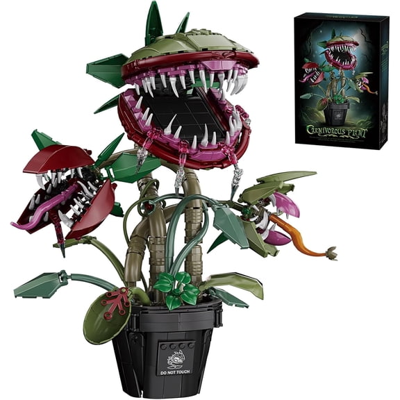 Carnivorous Monster Plant Building Set Venus Flytrap Model Kit for Adults & Teens Articulated Cannibal Flower with Do Not Touch Pot Creative Botanical Decor & Gamer Room Display