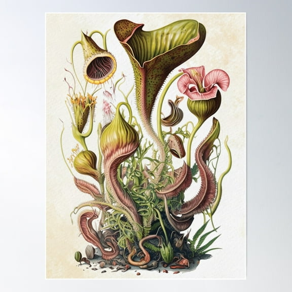 Carnivorous Pitcher Plant Poster Wall Art, Modern Wall Decor For Living Room Bedroom, 12x18 UNFRAMED