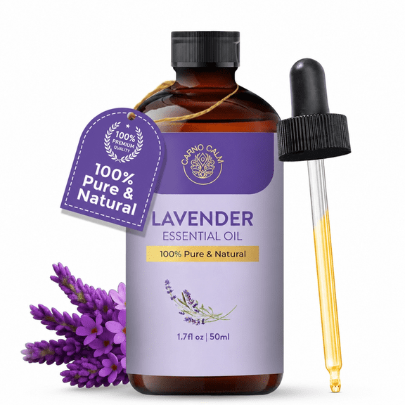 Carno Calm Lavender Essential Oil | 100% Pure Natural Lavender Oil | for Massage, Aromatherapy, Skin & Hair | DIY Uses | 1.7 fl Oz