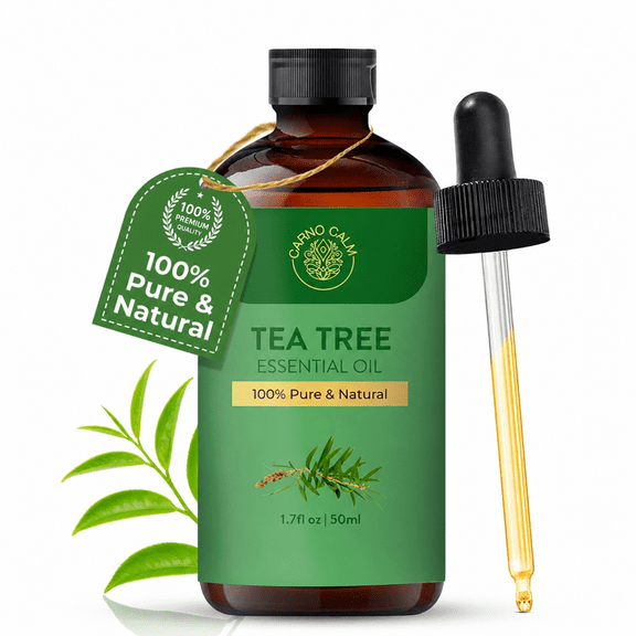 Carno Calm 100% Pure Tea Tree Essential Oil | Natural Tea Tree Oil for Aromatherapy Diffuser | Skin, Hair & DIY Soap Candle Making | Ideal for Men & Women | 1.7 fl Oz