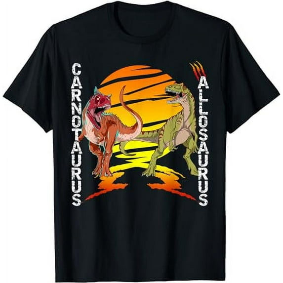 Carnotaurus Allosaurus Double Dinosaur Attack Design T-Shirt