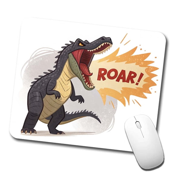 Carnotaurus Roar Bold Text Dinosaur Mouse Pad Low Profile Gaming Mat