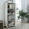 thumbnail image 1 of Carnsile 4-Shelf Metal Open Bookcase, Sand White, 1 of 5