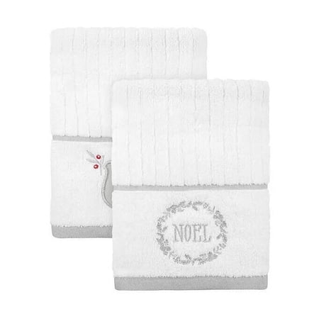 Caro Home Chateau Royal Noel Hand Towel Set, White/Silver
