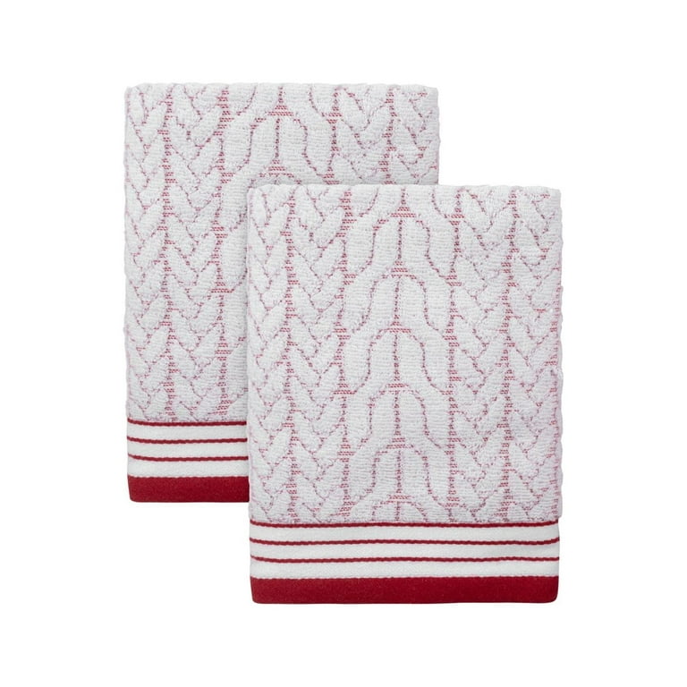 SET OF 2 New CARO HOME Quick Dry Hand Towels White Very Dark Blue Striped